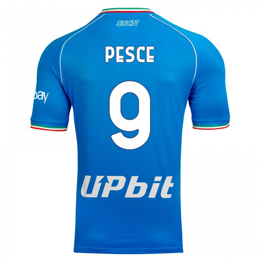 Enfant Maillot Antonio Pesce #9 Bleu Ciel Tenues Domicile 2023/24 T-Shirt Suisse