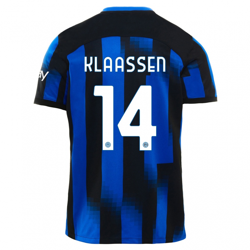 Enfant Maillot Davy Klaassen #14 Noir Bleu Tenues Domicile 2023/24 T-Shirt Suisse