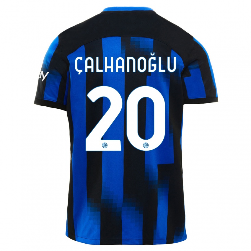 Enfant Maillot Hakan Calhanoglu #20 Noir Bleu Tenues Domicile 2023/24 T-Shirt Suisse