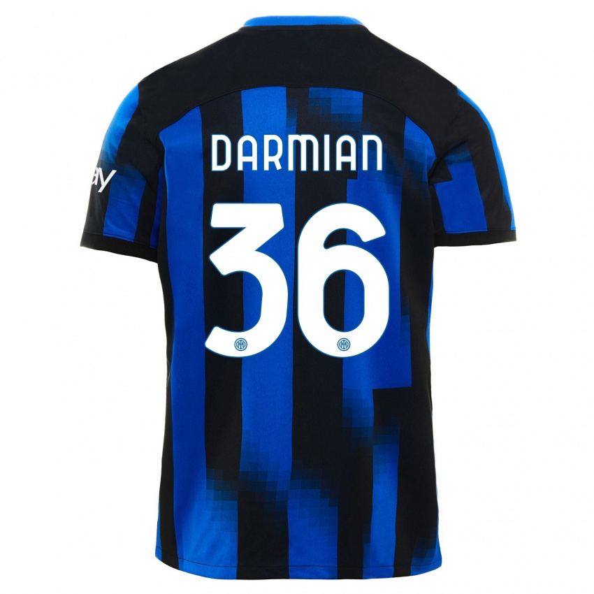 Enfant Maillot Matteo Darmian #36 Noir Bleu Tenues Domicile 2023/24 T-Shirt Suisse