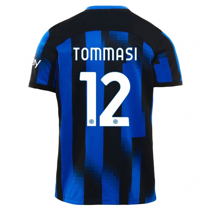 Kinder Francesco Tommasi #12 Schwarz Blau Heimtrikot Trikot 2023/24 T-Shirt Schweiz