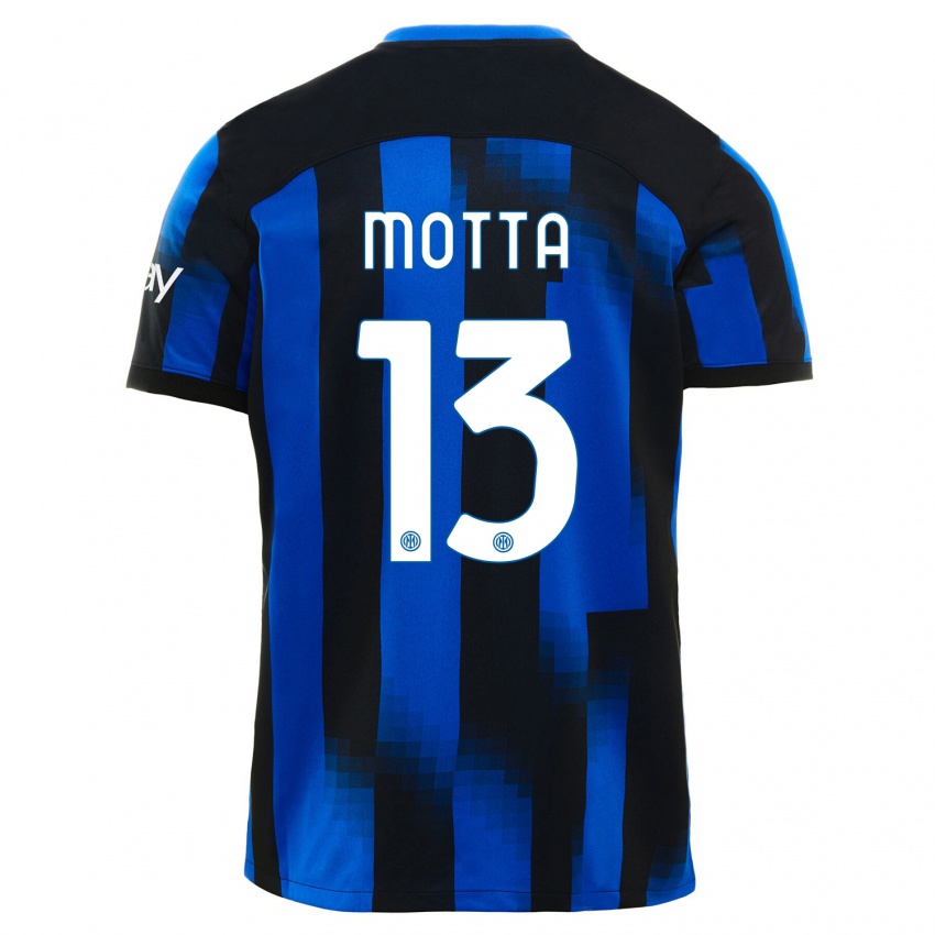 Kinder Matteo Motta #13 Schwarz Blau Heimtrikot Trikot 2023/24 T-Shirt Schweiz