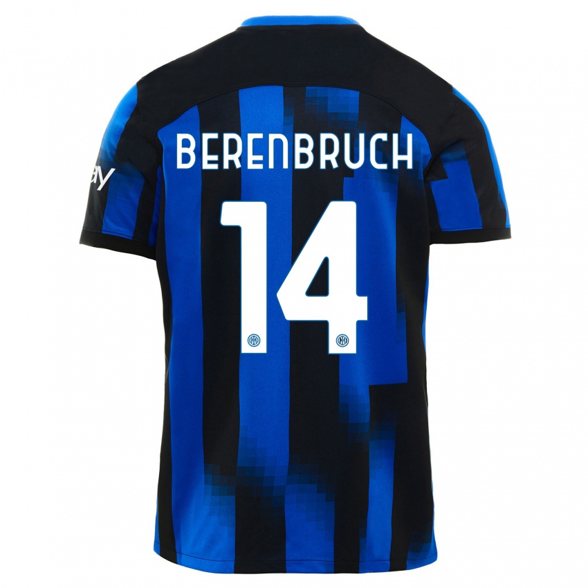 Enfant Maillot Thomas Berenbruch #14 Noir Bleu Tenues Domicile 2023/24 T-Shirt Suisse