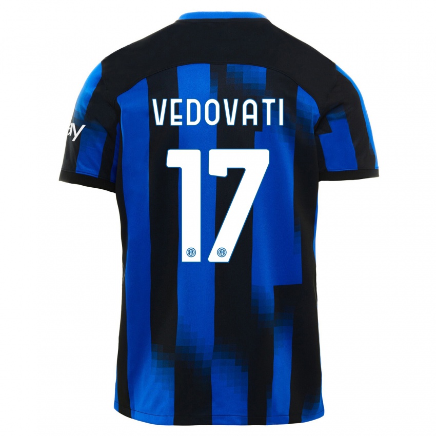 Kinder Gabriele Vedovati #17 Schwarz Blau Heimtrikot Trikot 2023/24 T-Shirt Schweiz