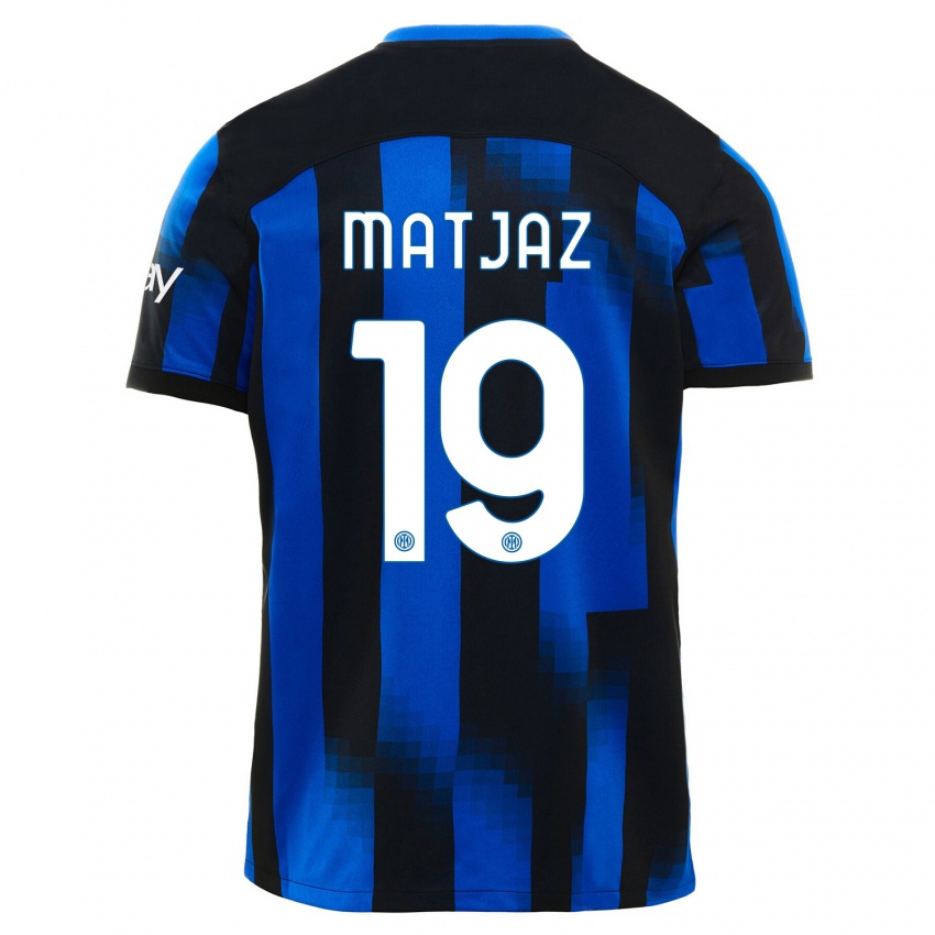 Enfant Maillot Samo Matjaz #19 Noir Bleu Tenues Domicile 2023/24 T-Shirt Suisse