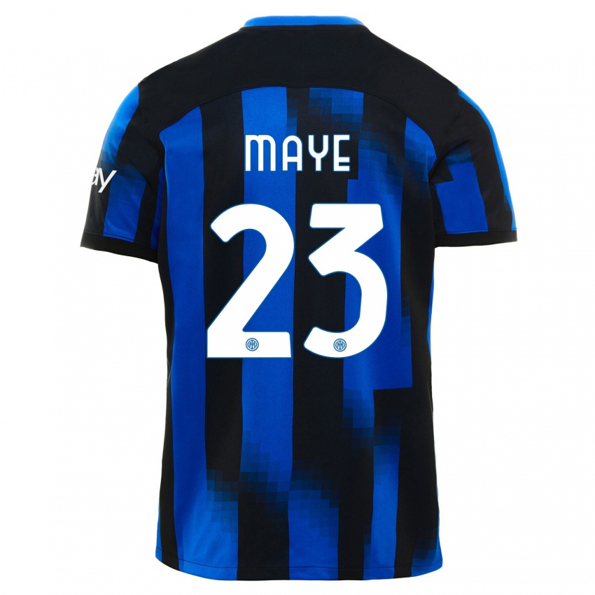 Enfant Maillot Yvan Maye #23 Noir Bleu Tenues Domicile 2023/24 T-Shirt Suisse