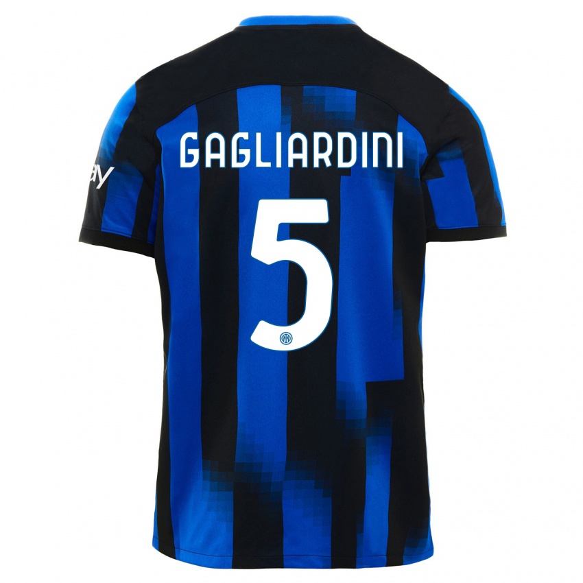 Enfant Maillot Roberto Gagliardini #5 Noir Bleu Tenues Domicile 2023/24 T-Shirt Suisse