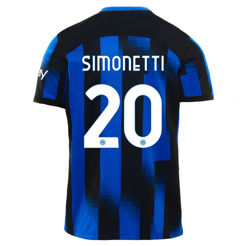 Enfant Maillot Flaminia Simonetti #20 Noir Bleu Tenues Domicile 2023/24 T-Shirt Suisse