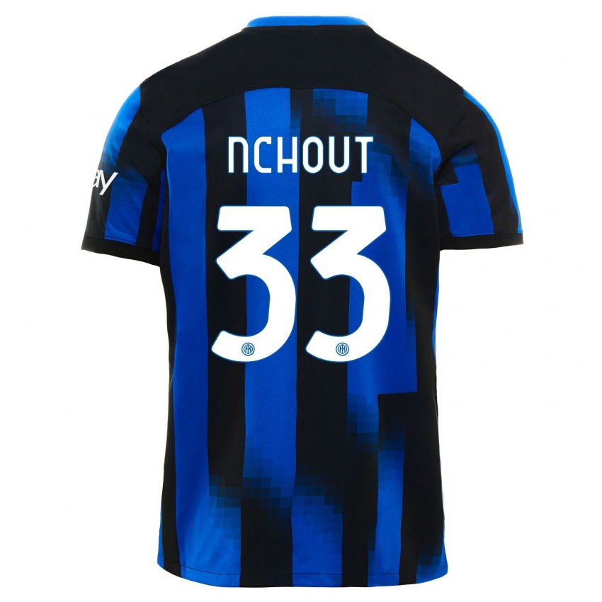 Enfant Maillot Ajara Nchout #33 Noir Bleu Tenues Domicile 2023/24 T-Shirt Suisse