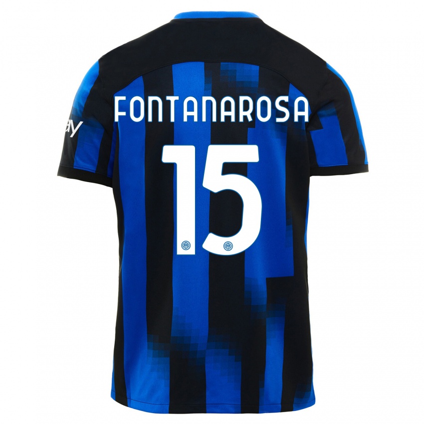 Enfant Maillot Alessandro Fontanarosa #15 Noir Bleu Tenues Domicile 2023/24 T-Shirt Suisse