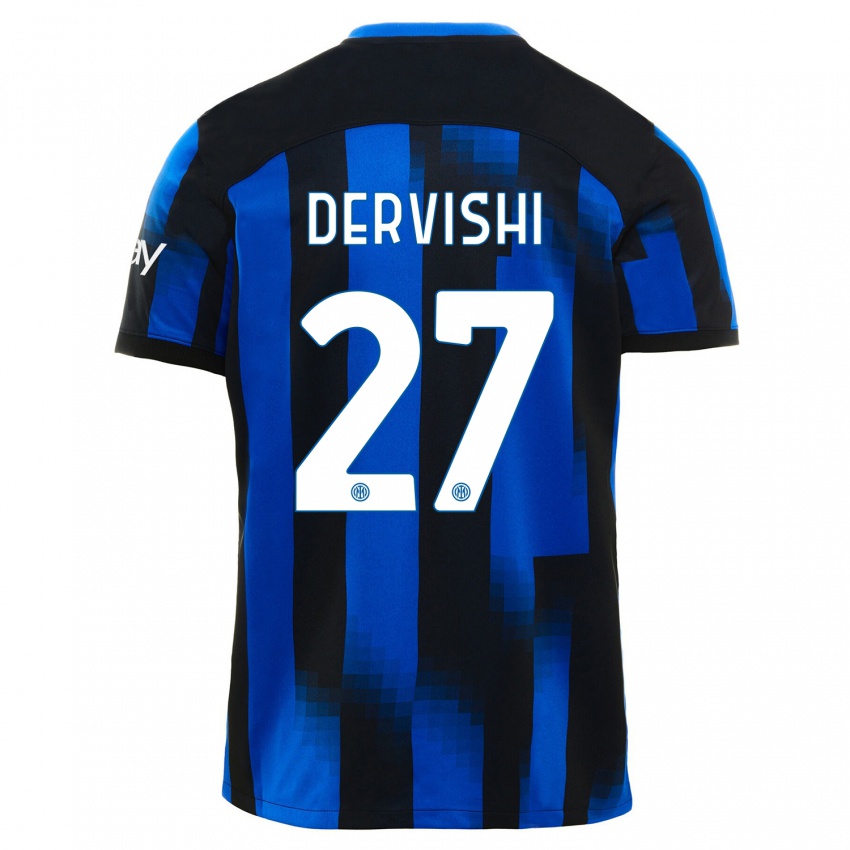 Enfant Maillot Kristian Dervishi #27 Noir Bleu Tenues Domicile 2023/24 T-Shirt Suisse