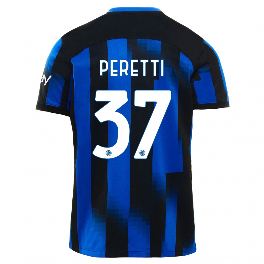 Kinder Lorenzo Peretti #37 Schwarz Blau Heimtrikot Trikot 2023/24 T-Shirt Schweiz