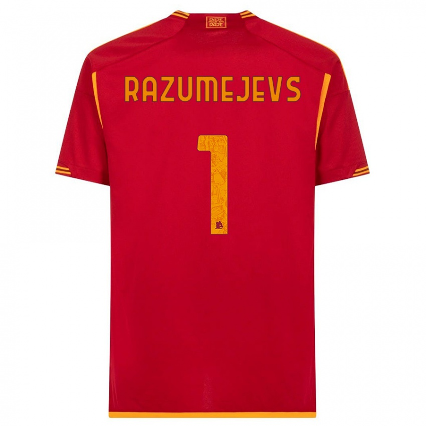Enfant Maillot Vladislavs Razumejevs #1 Rouge Tenues Domicile 2023/24 T-Shirt Suisse