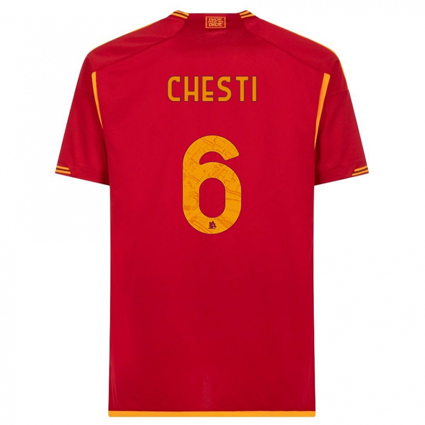 Enfant Maillot Francesco Chesti #6 Rouge Tenues Domicile 2023/24 T-Shirt Suisse