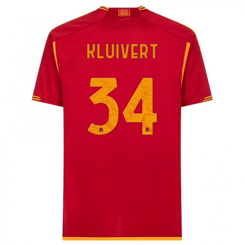 Enfant Maillot Justin Kluivert #34 Rouge Tenues Domicile 2023/24 T-Shirt Suisse