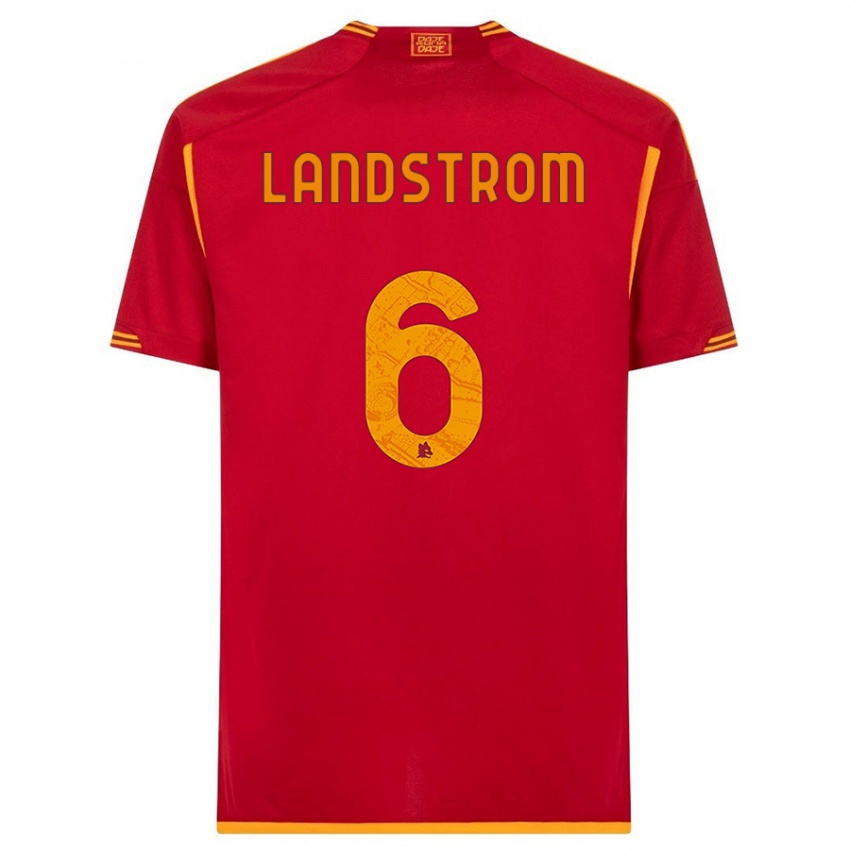 Enfant Maillot Elin Landstrom #6 Rouge Tenues Domicile 2023/24 T-Shirt Suisse