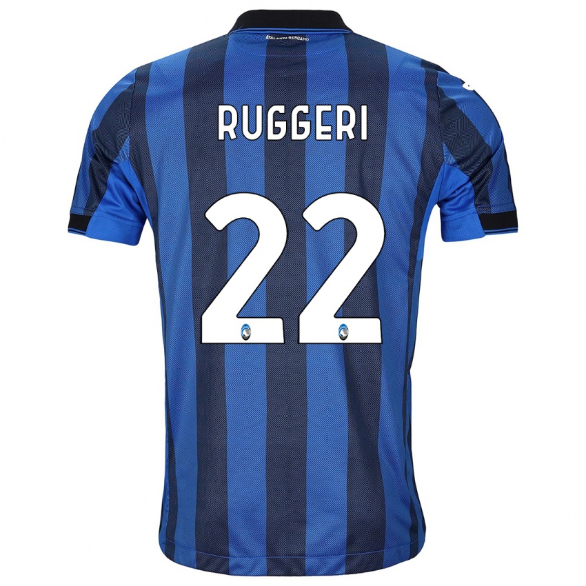 Enfant Maillot Matteo Ruggeri #22 Noir Bleu Tenues Domicile 2023/24 T-Shirt Suisse