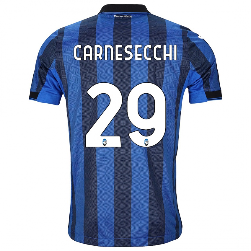 Enfant Maillot Marco Carnesecchi #29 Noir Bleu Tenues Domicile 2023/24 T-Shirt Suisse