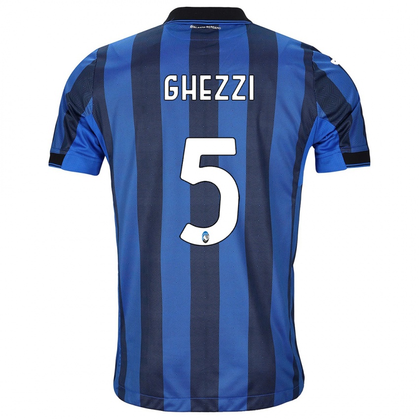 Enfant Maillot Samuele Ghezzi #5 Noir Bleu Tenues Domicile 2023/24 T-Shirt Suisse