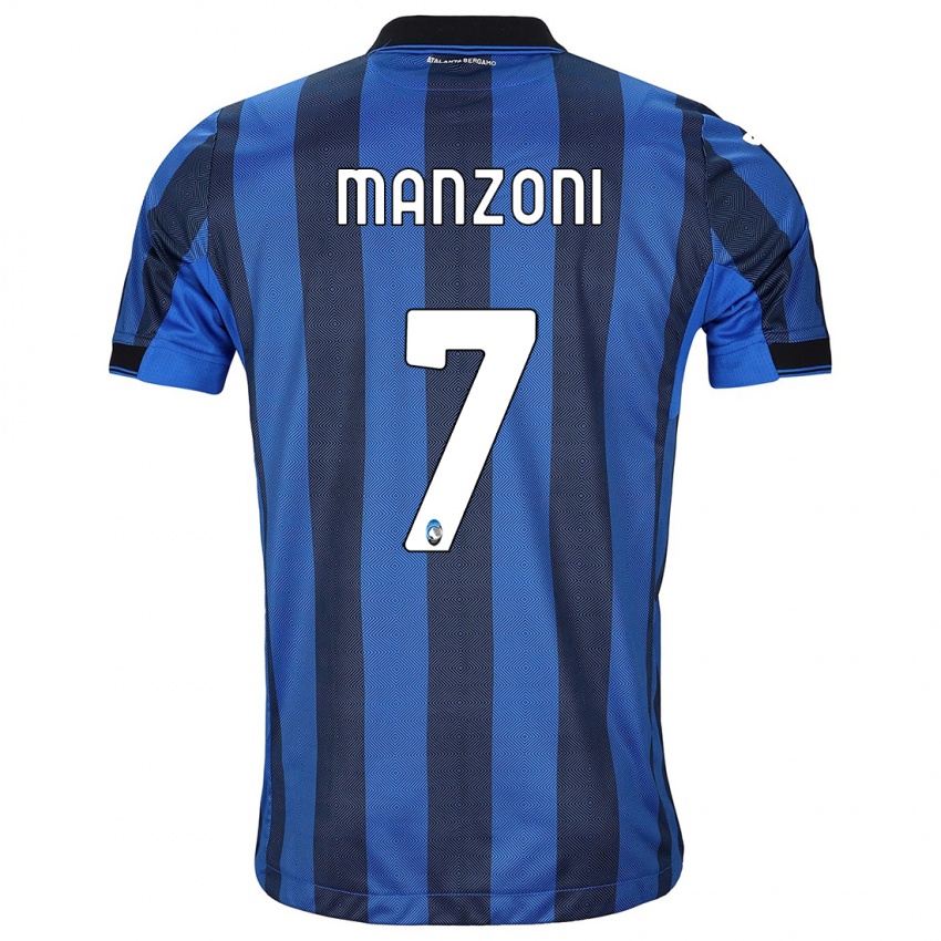 Enfant Maillot Alberto Manzoni #7 Noir Bleu Tenues Domicile 2023/24 T-Shirt Suisse