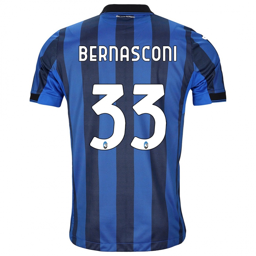 Enfant Maillot Lorenzo Bernasconi #33 Noir Bleu Tenues Domicile 2023/24 T-Shirt Suisse