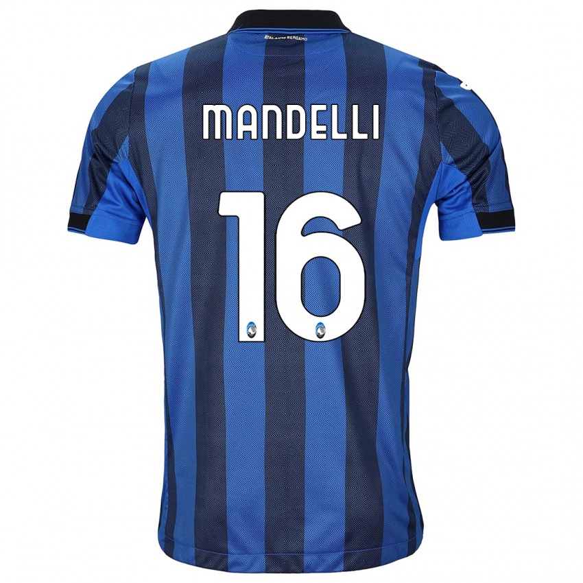 Enfant Maillot Giulia Mandelli #16 Noir Bleu Tenues Domicile 2023/24 T-Shirt Suisse