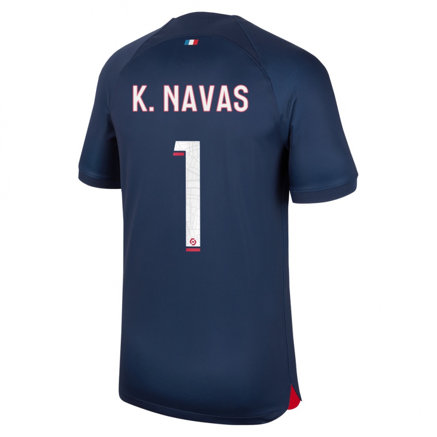 Enfant Maillot Keylor Navas #1 Bleu Rouge Tenues Domicile 2023/24 T-Shirt Suisse