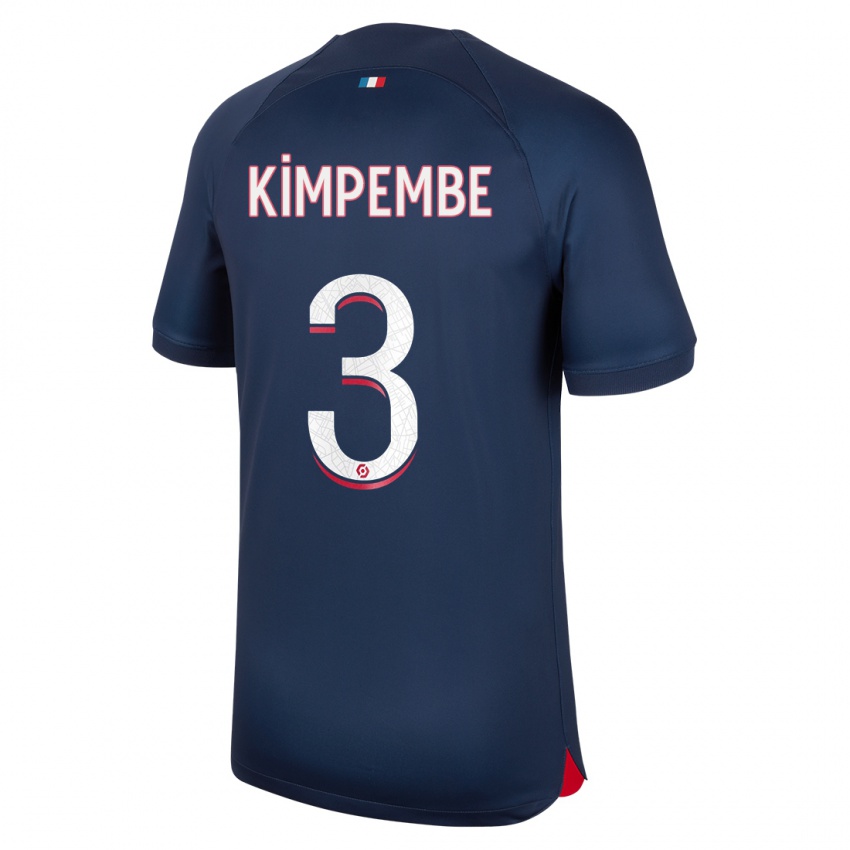 Enfant Maillot Presnel Kimpembe #3 Bleu Rouge Tenues Domicile 2023/24 T-Shirt Suisse