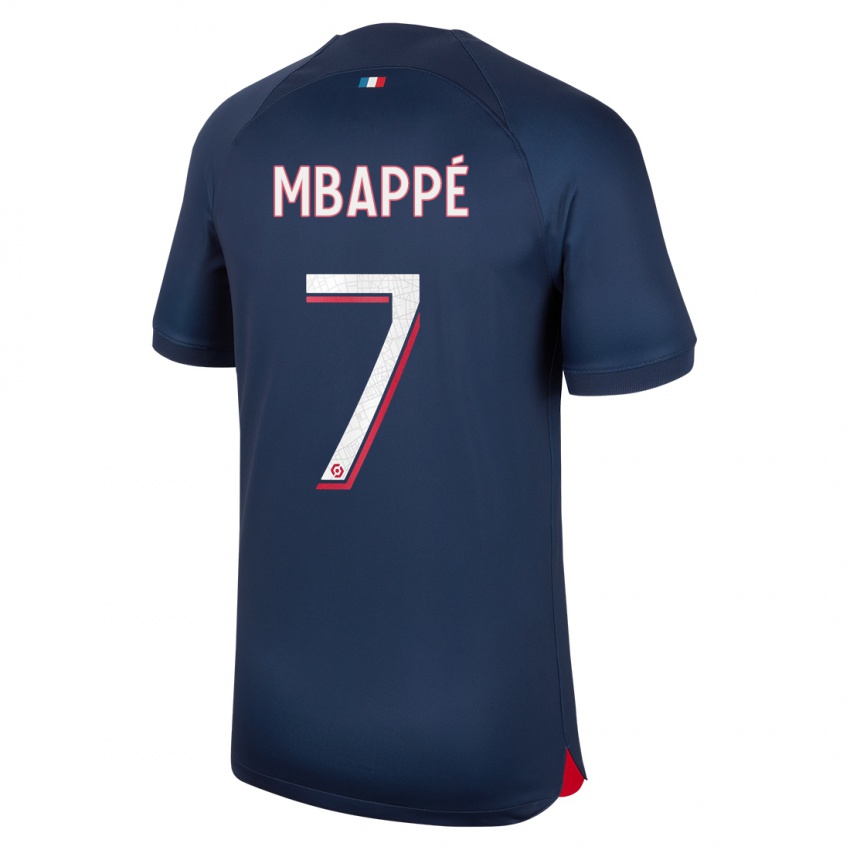 Enfant Maillot Kylian Mbappé #7 Bleu Rouge Tenues Domicile 2023/24 T-Shirt Suisse
