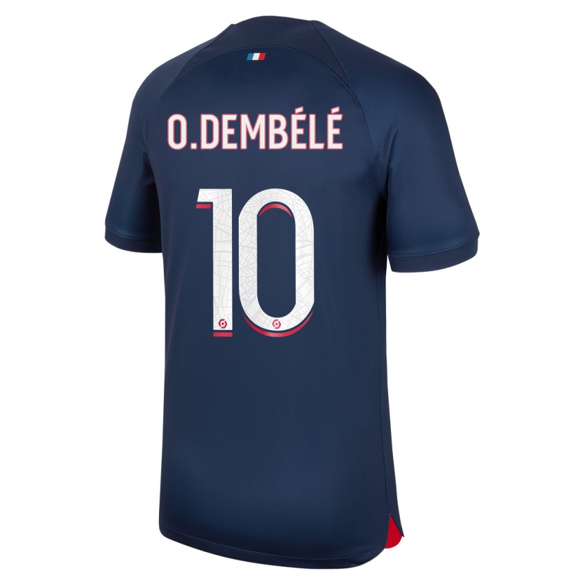 Enfant Maillot Ousmane Dembélé #10 Bleu Rouge Tenues Domicile 2023/24 T-Shirt Suisse