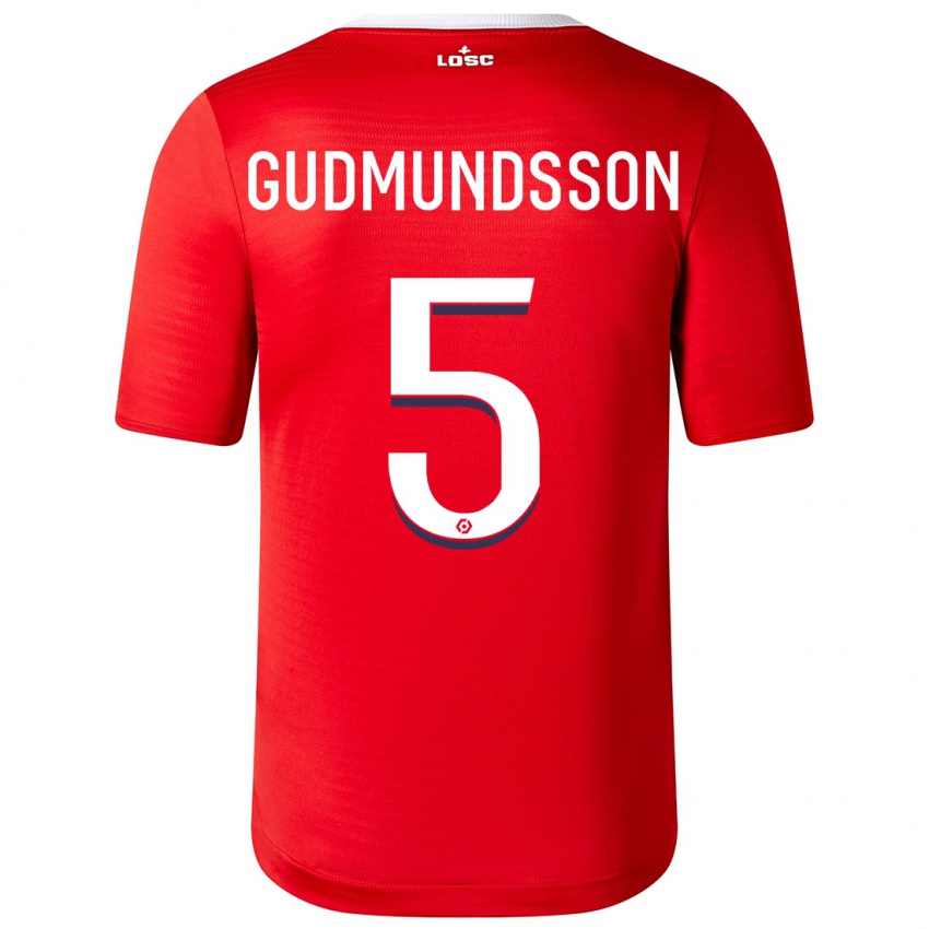 Enfant Maillot Gabriel Gudmundsson #5 Rouge Tenues Domicile 2023/24 T-Shirt Suisse