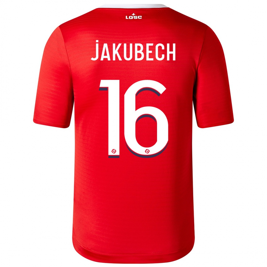 Enfant Maillot Adam Jakubech #16 Rouge Tenues Domicile 2023/24 T-Shirt Suisse