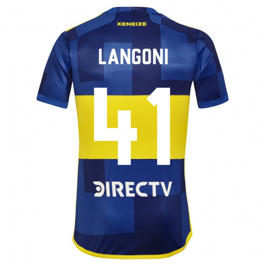 Enfant Maillot Luca Langoni #41 Bleu Foncé Jaune Tenues Domicile 2023/24 T-Shirt Suisse