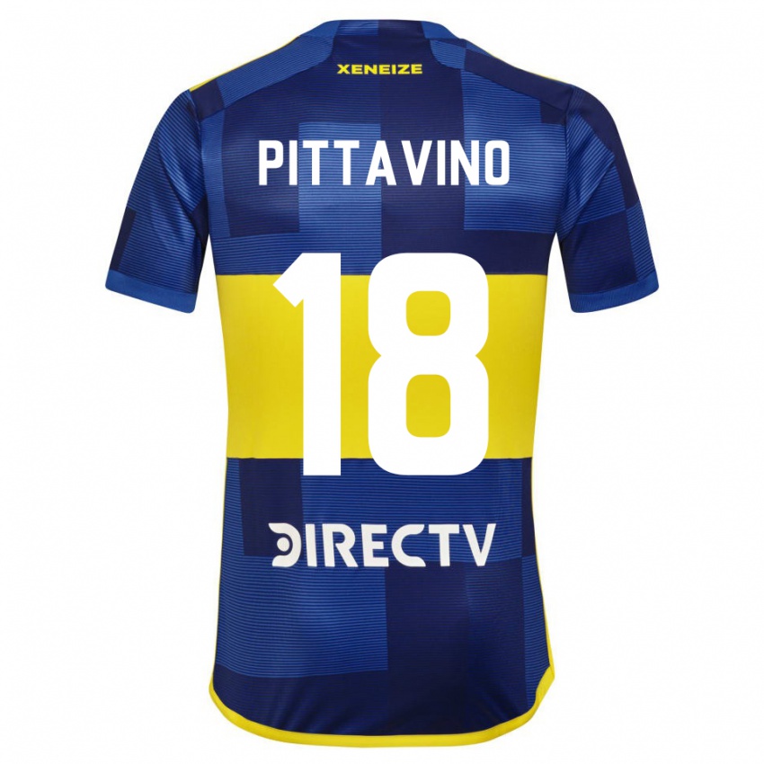 Kinder Rodrigo Pittavino #18 Dunkelblau Gelb Heimtrikot Trikot 2023/24 T-Shirt Schweiz