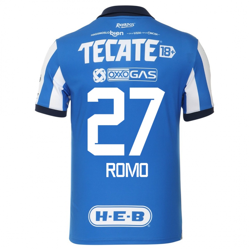 Enfant Maillot Luis Romo #27 Bleu Blanc Tenues Domicile 2023/24 T-Shirt Suisse