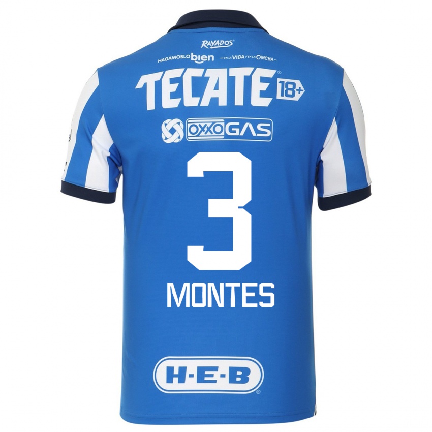 Enfant Maillot Cesar Montes #3 Bleu Blanc Tenues Domicile 2023/24 T-Shirt Suisse