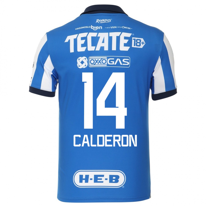 Enfant Maillot Alejandra Calderon #14 Bleu Blanc Tenues Domicile 2023/24 T-Shirt Suisse