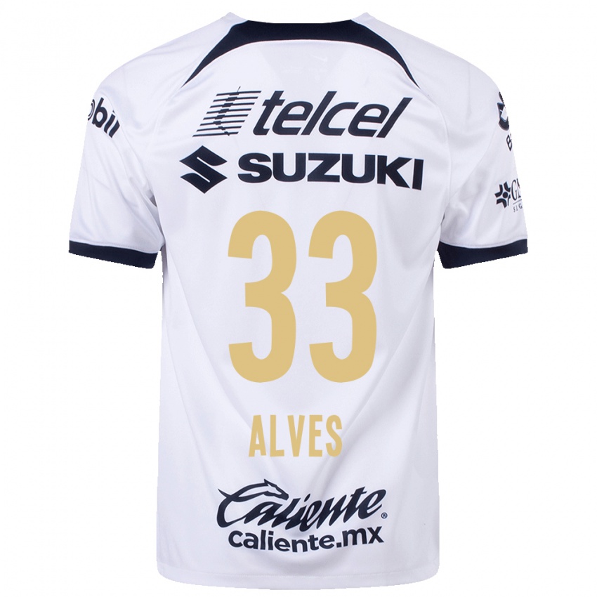 Enfant Maillot Dani Alves #33 Blanc Tenues Domicile 2023/24 T-Shirt Suisse