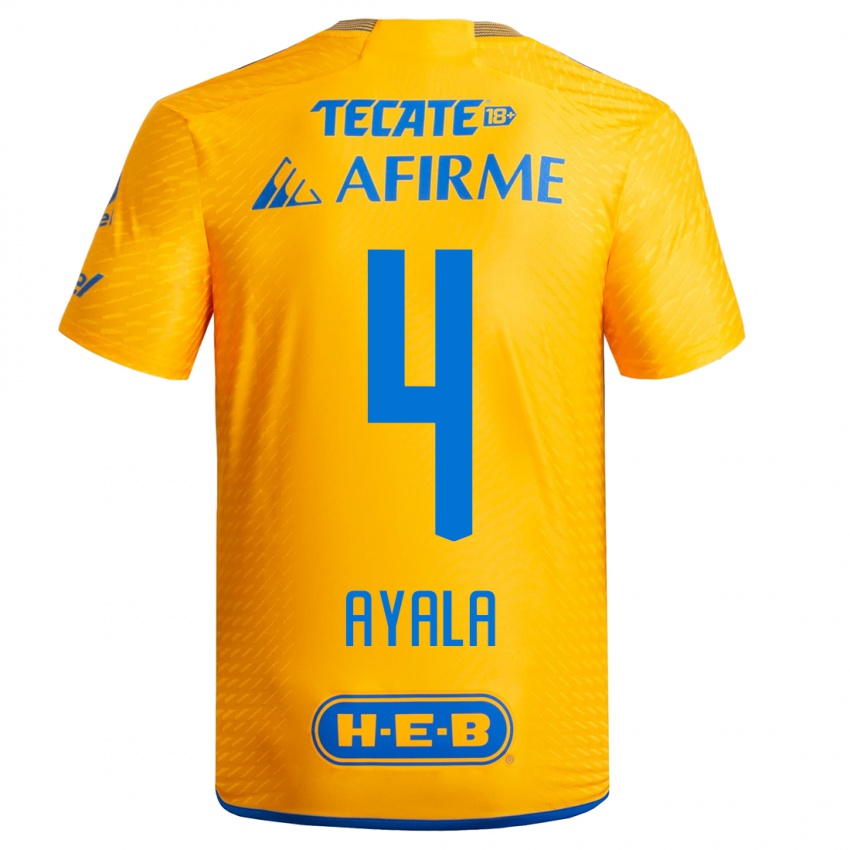 Kinder Hugo Ayala #4 Gelb Heimtrikot Trikot 2023/24 T-Shirt Schweiz