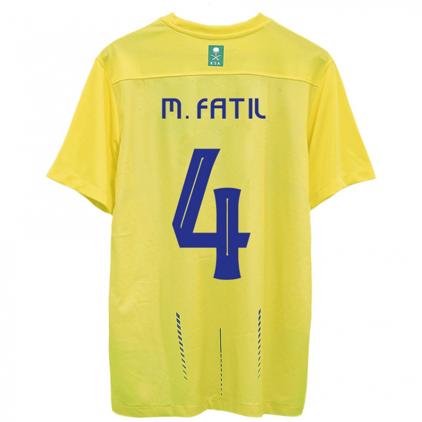 Enfant Maillot Mohammed Al-Fatil #4 Jaune Tenues Domicile 2023/24 T-Shirt Suisse