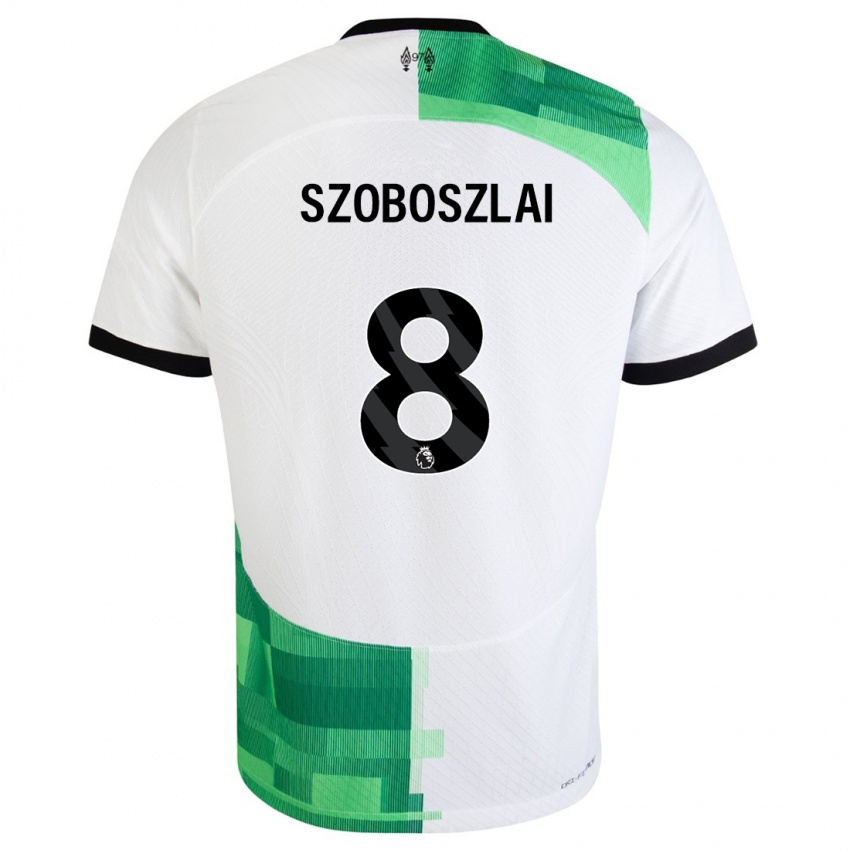 Enfant Maillot Dominik Szoboszlai #8 Blanc Vert Tenues Extérieur 2023/24 T-Shirt Suisse