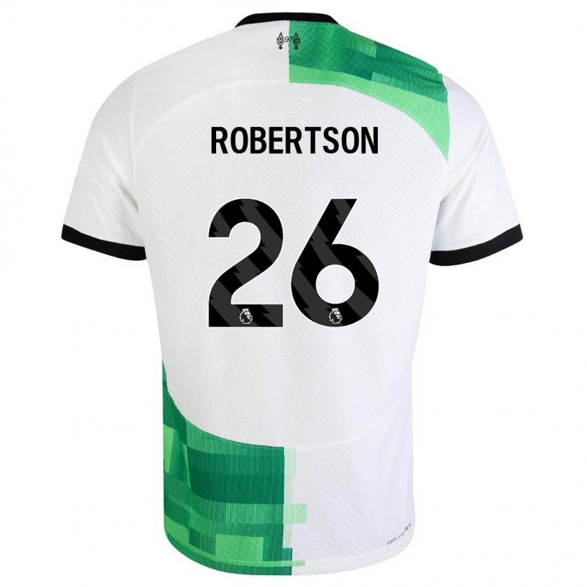 Enfant Maillot Andrew Robertson #26 Blanc Vert Tenues Extérieur 2023/24 T-Shirt Suisse