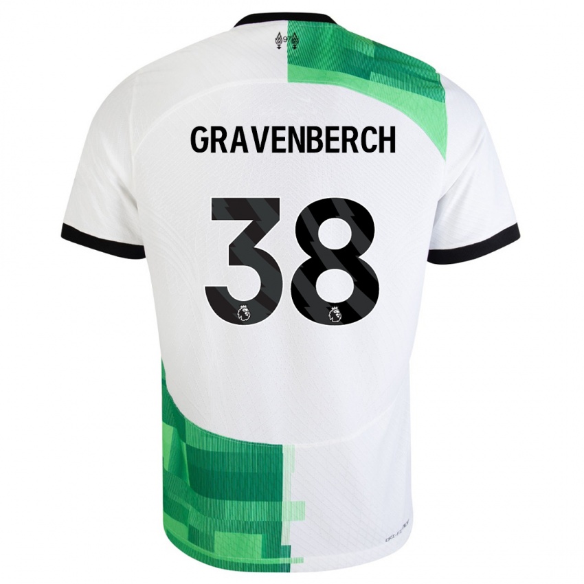 Enfant Maillot Ryan Gravenberch #38 Blanc Vert Tenues Extérieur 2023/24 T-Shirt Suisse
