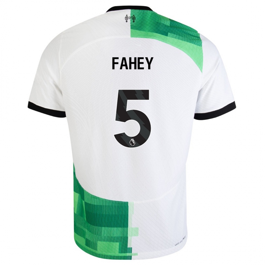 Enfant Maillot Niamh Fahey #5 Blanc Vert Tenues Extérieur 2023/24 T-Shirt Suisse