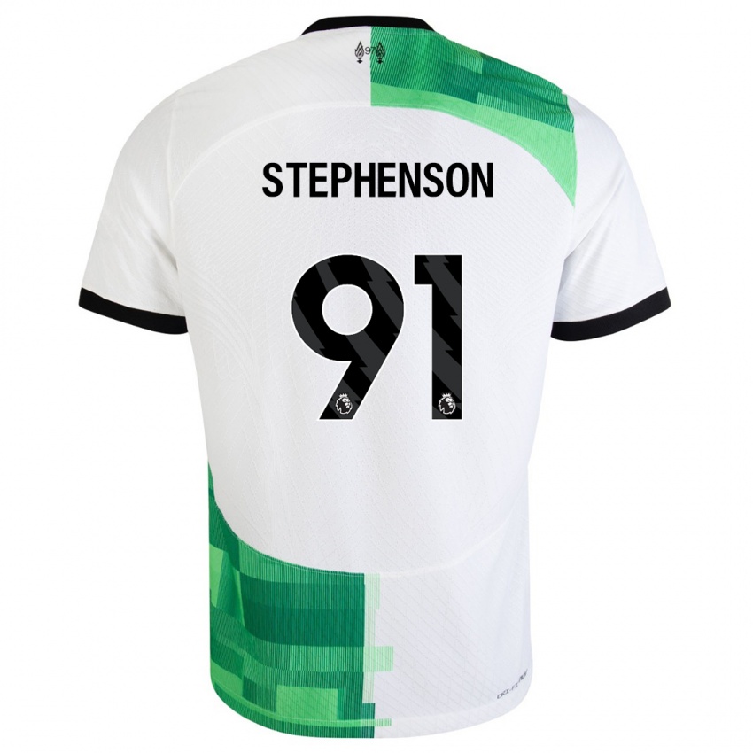 Enfant Maillot Luca Stephenson #91 Blanc Vert Tenues Extérieur 2023/24 T-Shirt Suisse