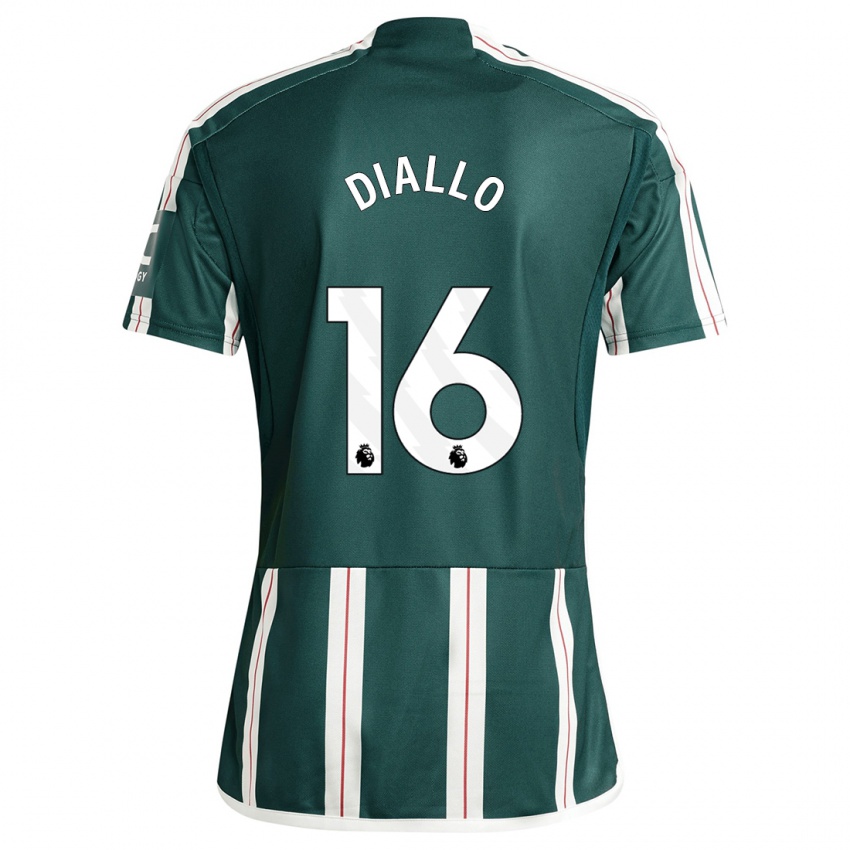 Kinder Amad Diallo #16 Dunkelgrün Auswärtstrikot Trikot 2023/24 T-Shirt Schweiz