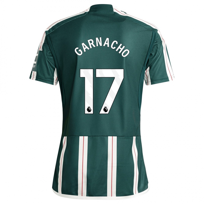 Kinder Alejandro Garnacho #17 Dunkelgrün Auswärtstrikot Trikot 2023/24 T-Shirt Schweiz