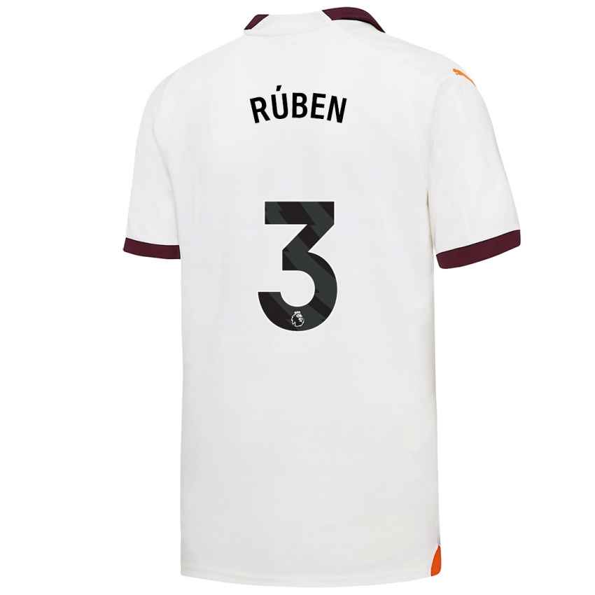 Enfant Maillot Ruben Dias #3 Blanc Tenues Extérieur 2023/24 T-Shirt Suisse