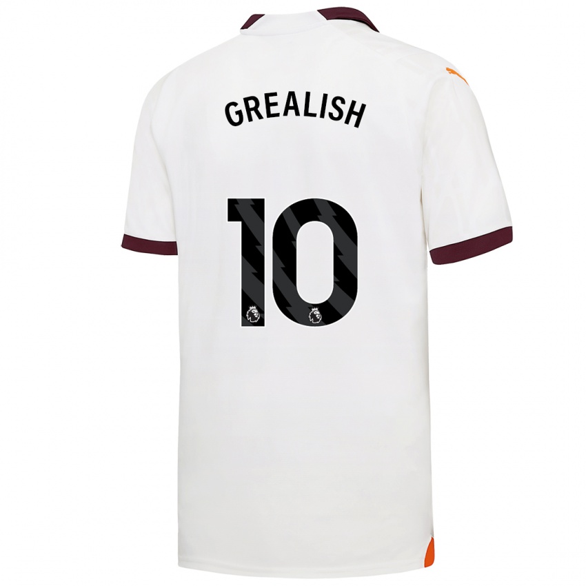 Enfant Maillot Jack Grealish #10 Blanc Tenues Extérieur 2023/24 T-Shirt Suisse