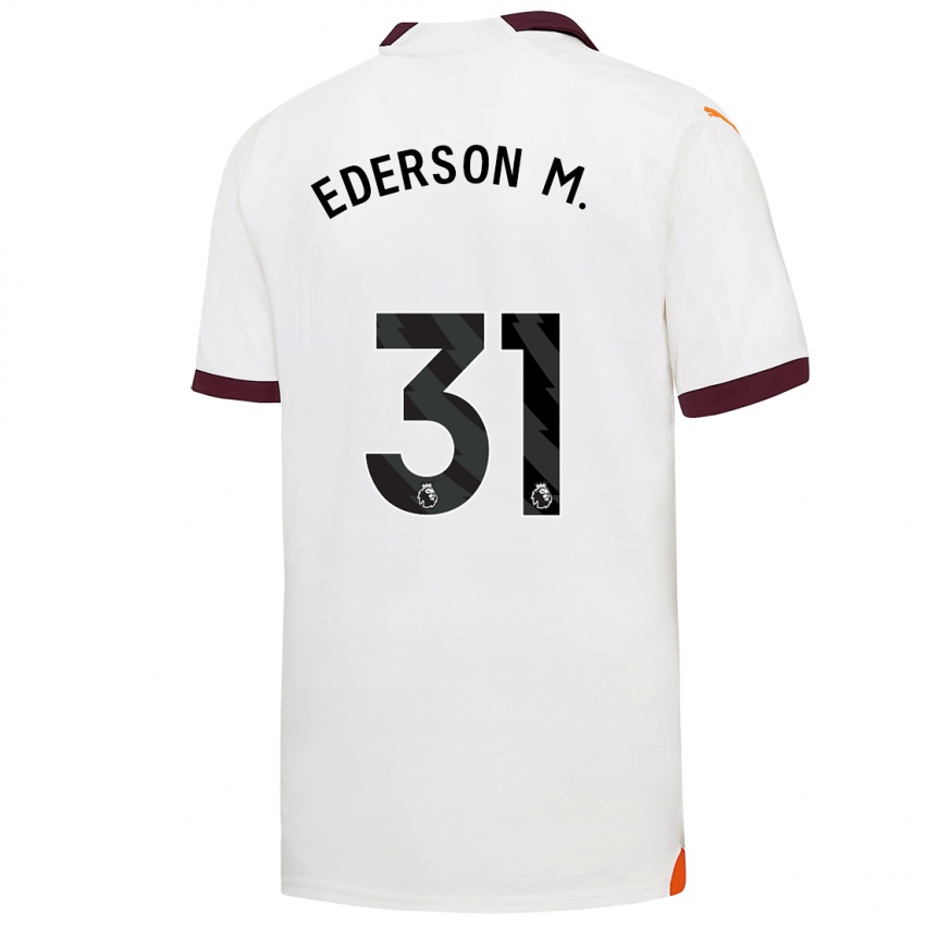 Enfant Maillot Ederson Moraes #31 Blanc Tenues Extérieur 2023/24 T-Shirt Suisse